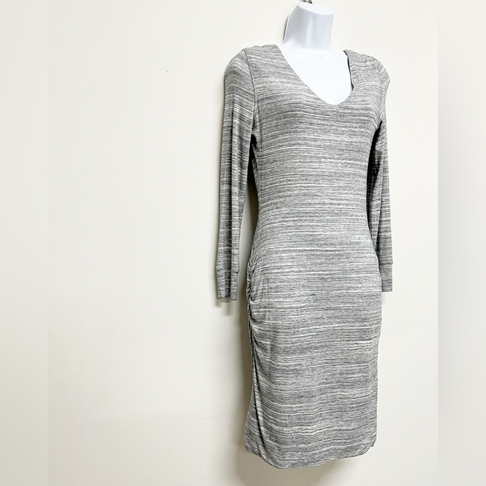 Banana Republic Womens Gray Space Dye Side Rouching Long Sleeve Dress Size S - Picture 3 of 8